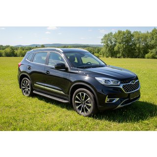Боковые Подножки Tayga Black (2 шт., Алюминий) Chery Tiggo 8 2017- гг. фото 1