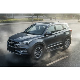 Боковые пороги Bosphorus Grey (2 шт., алюминий) Chery Tiggo 8 2017- гг. фото 1