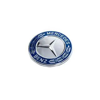 Заглушка вместо эмблемы на капот Mercedes (синяя и хром, 57мм) фото 1