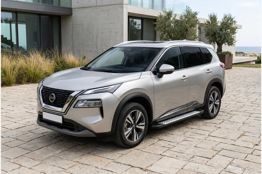 Nissan X-trail T33/Rogue 2022- гг. Боковые пороги Allmond Grey (2 шт., алюминий) Фото 1