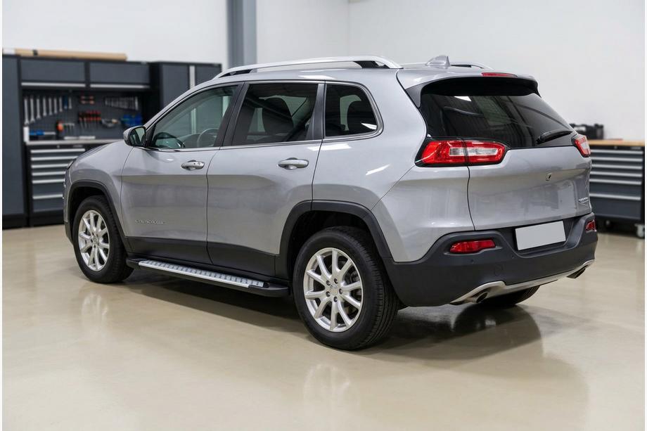 Jeep Cherokee KL 2013- гг. Боковые пороги Allmond Grey (2 шт., алюминий) Фото 1