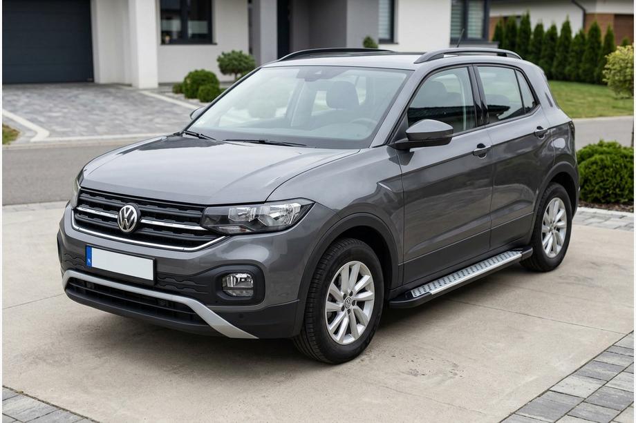Volkswagen T-Cross 2019- гг. Боковые пороги Allmond Grey (2 шт., алюминий) Image