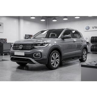 Боковые Подножки Tayga Black (2 шт., Алюминий) Volkswagen T-Cross 2019- гг. фото 1