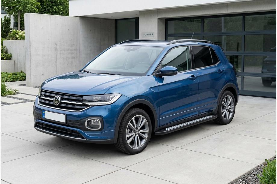 Volkswagen T-Cross 2019- гг. Боковые Подножки Vision New Black (2 шт., Алюминий) Image
