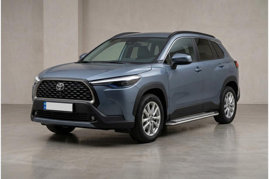 Toyota Corolla Cross 2020- гг. Боковые Подножки Maydos V2 (2 шт., Алюминий) Image