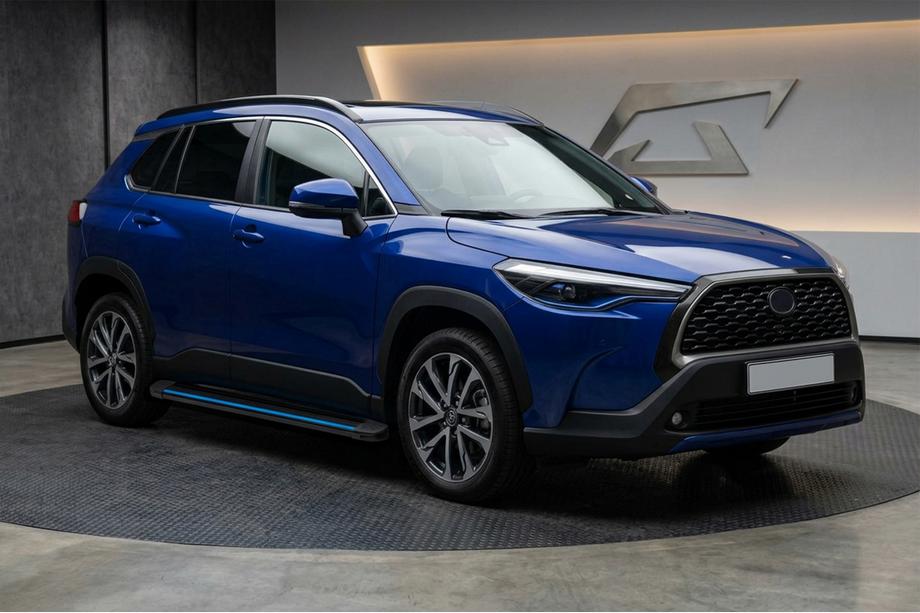 Toyota Corolla Cross 2020- гг. Боковые Подножки Maya Blue (2 шт., Алюминий) Image