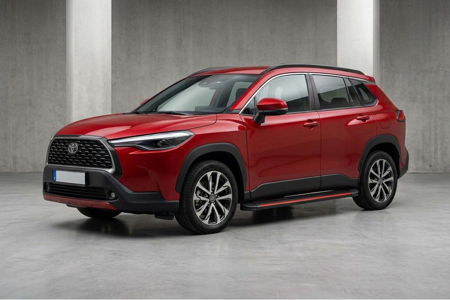 Toyota Corolla Cross 2020- гг. Боковые Подножки Maya Red (2 шт., Алюминий) Image
