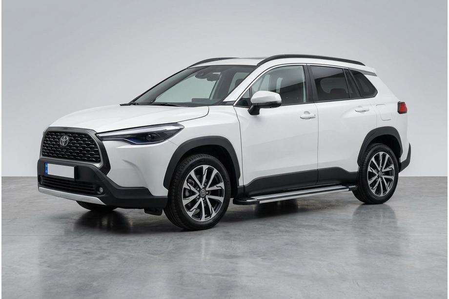 Toyota Corolla Cross 2020- гг. Боковые Подножки Rainbow (2 шт., Алюминий) Image