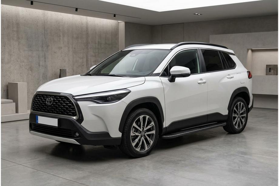 Toyota Corolla Cross 2020- гг. Боковые Подножки Bosphore Black (2 шт., Алюминий) Image