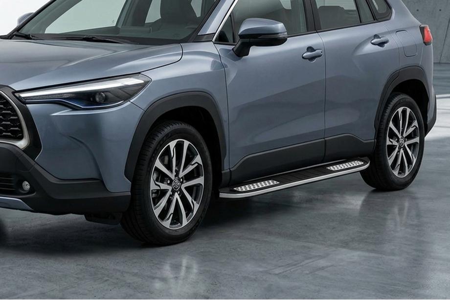 Toyota Corolla Cross 2020- гг. Боковые Подножки Tayga V2 (2 шт., Алюминий) Image