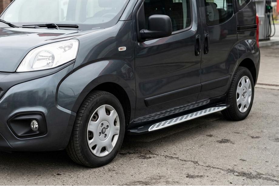 Fiat Fiorino/Qubo 2008-2024 гг. Боковые Подножки Shining V1 (2 шт., Алюминий) Фото 1
