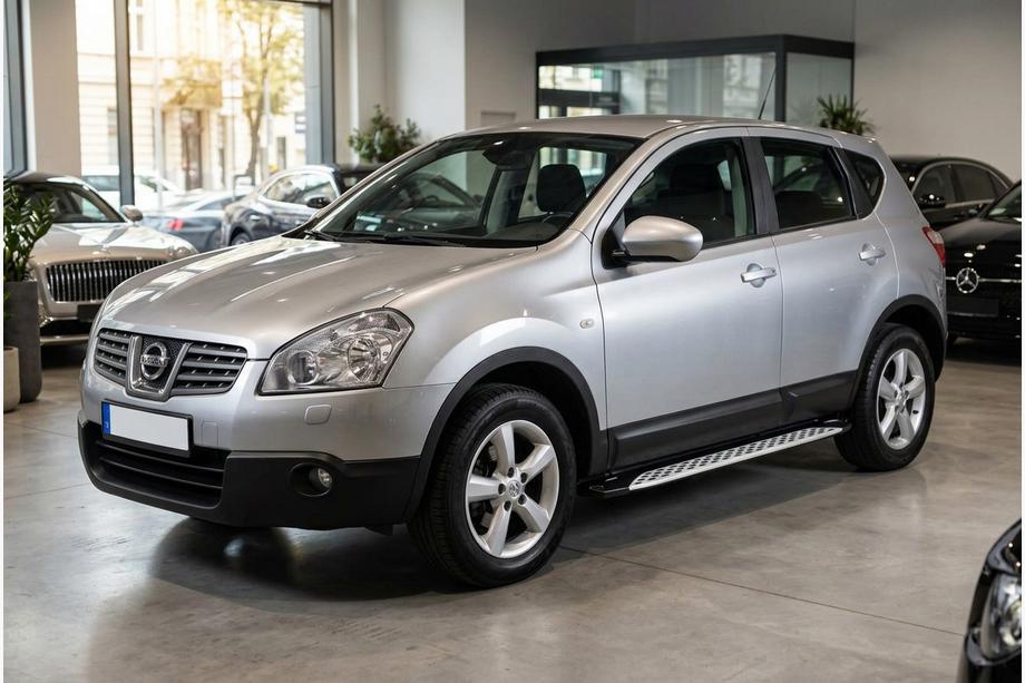 Nissan Qashqai 2007-2010 гг. Боковые Подножки Shining V1 (2 шт., Алюминий) Image