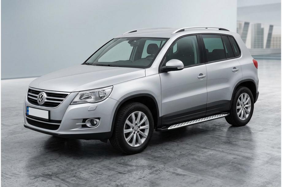Volkswagen Tiguan 2007-2016 гг. Боковые Подножки Shining V1 (2 шт., Алюминий) Image