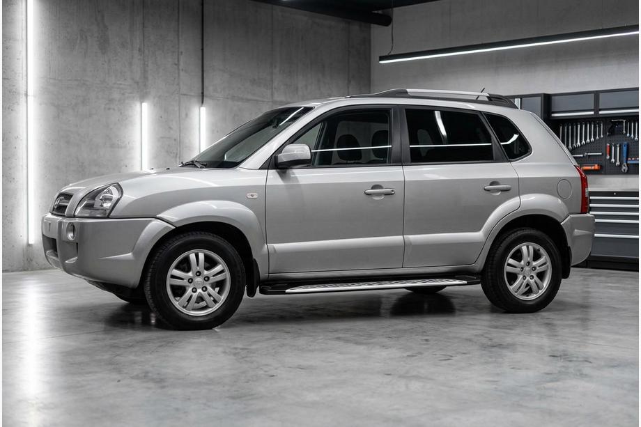Hyundai Tucson JM 2004- гг. Боковые Подножки Shining V1 (2 шт., Алюминий) Фото 1