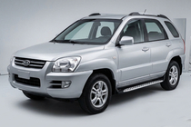 Kia Sportage 2004-2010 гг. Боковые Подножки Shining V1 (2 шт., Алюминий) фото 1