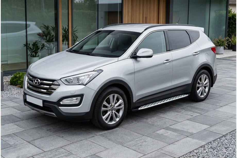Hyundai Santa Fe 3 2012-2018 гг. Боковые Подножки Shining V1 (2 шт., Алюминий) Image