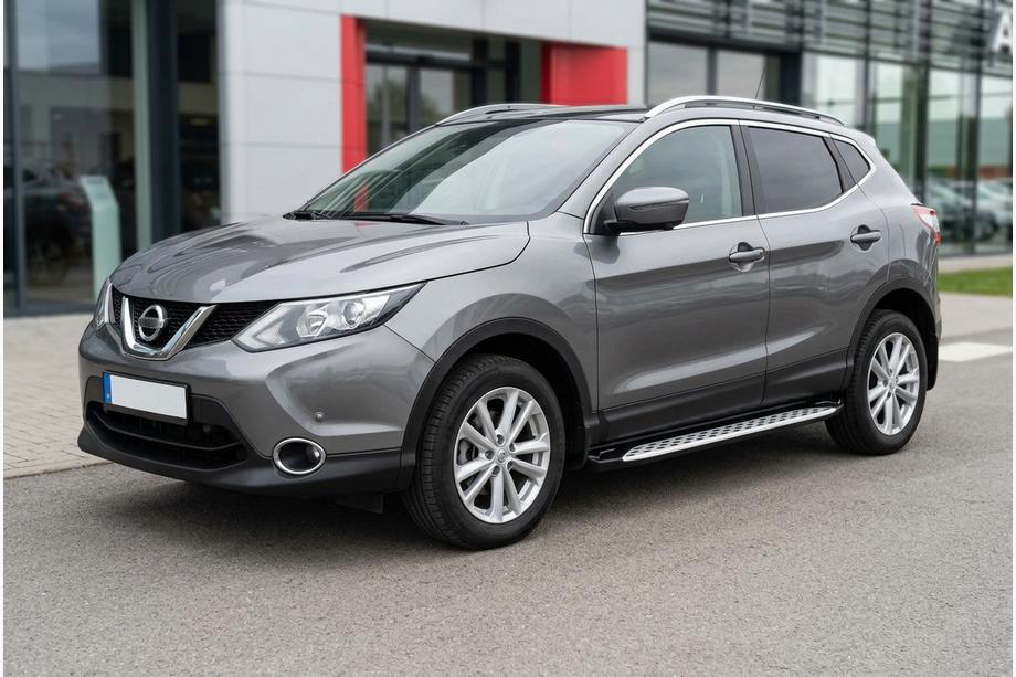 Nissan Qashqai 2014-2021 гг. Боковые Подножки Shining V1 (2 шт., Алюминий) Фото 1