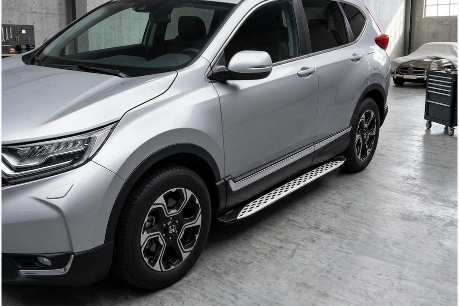 Honda CRV 2017-2022 гг. Боковые Подножки Shining V1 (2 шт., Алюминий) Image