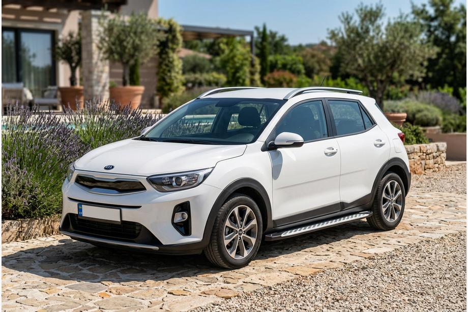 Kia Stonic 2017- гг. Боковые Подножки Shining V1 (2 шт., Алюминий) Image