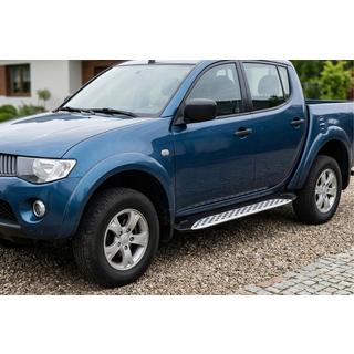 Боковые Подножки Shining V1 (2 шт., Алюминий) Mitsubishi L200 2006-2015 гг. фото 1