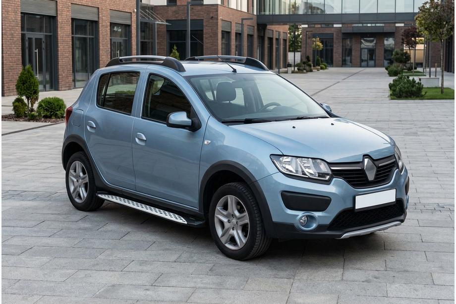 Dacia Sandero 2013-2020 гг. Боковые Подножки Shining V1 (2 шт., Алюминий) Image