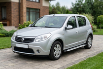 Renault Sandero 2007-2013 гг. Боковые Подножки Shining V1 (2 шт., Алюминий) фото 1