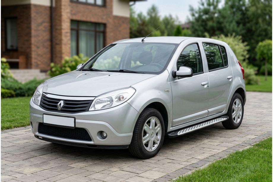 Renault Sandero 2007-2013 гг. Боковые Подножки Shining V1 (2 шт., Алюминий) Image
