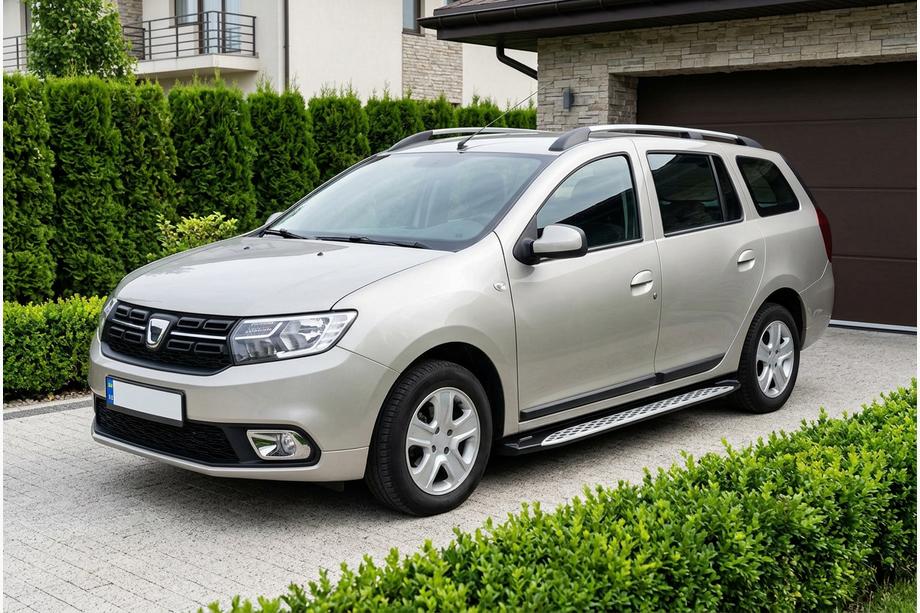 Renault Logan MCV 2013-2022 гг. Боковые Подножки Shining V1 (2 шт., Алюминий) Фото 1