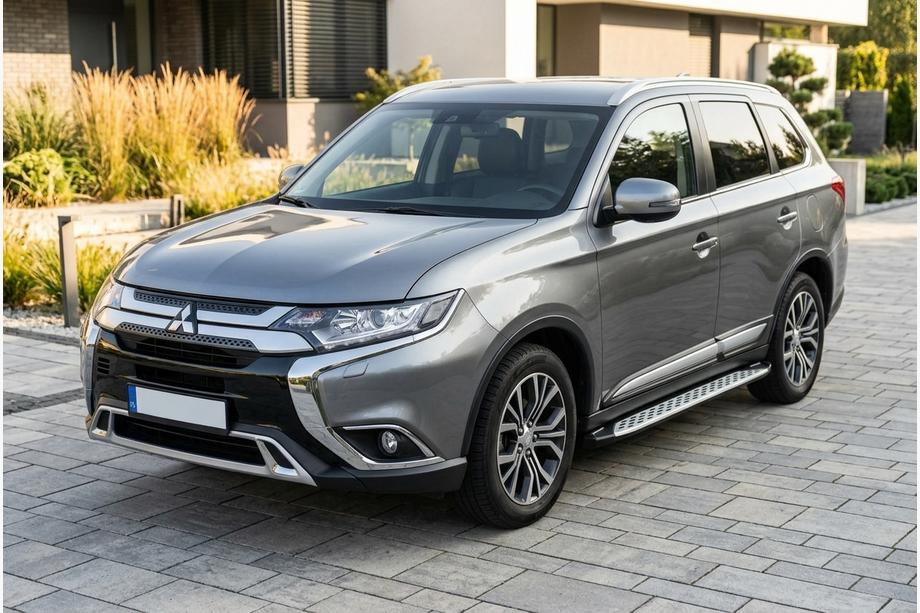 Mitsubishi Outlander 2012-2021 гг. Боковые Подножки Shining V1 (2 шт., Алюминий) Фото 1