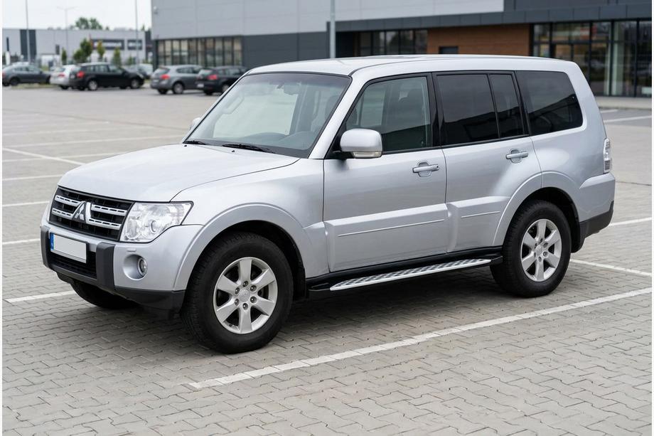 Mitsubishi Pajero Wagon IV 2006-2021 гг. Боковые Подножки Shining V1 (2 шт., Алюминий) Image