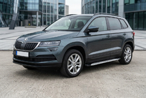 Skoda Karoq 2018- гг. Боковые Подножки Shining V1 (2 шт., Алюминий) фото 1