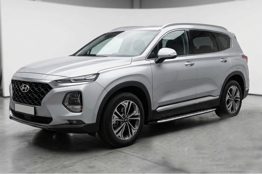 Hyundai Santa Fe 4 2018-2023 гг. Боковые Подножки Shining V1 (2 шт., Алюминий) Фото 1