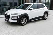 Hyundai Kona 2017-2023 гг. Боковые Подножки Shining V1 (2 шт., Алюминий) фото 1