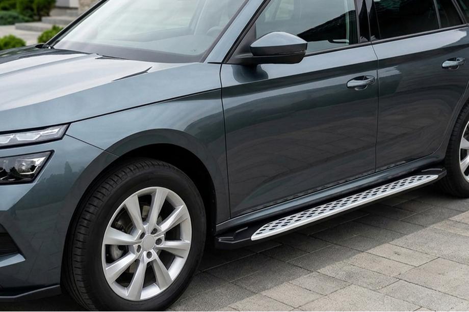 Skoda Kamiq 2019- гг. Боковые Подножки Shining V1 (2 шт., Алюминий) Image