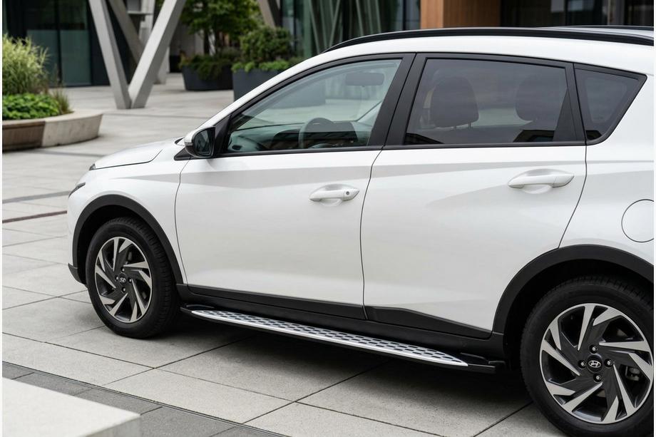 Hyundai Bayon 2021- гг. Боковые Подножки Shining V1 (2 шт., Алюминий) Image