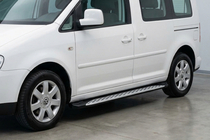 Volkswagen Caddy 2010-2015 гг. Боковые Подножки Shining V1 (2 шт., Алюминий) фото 1