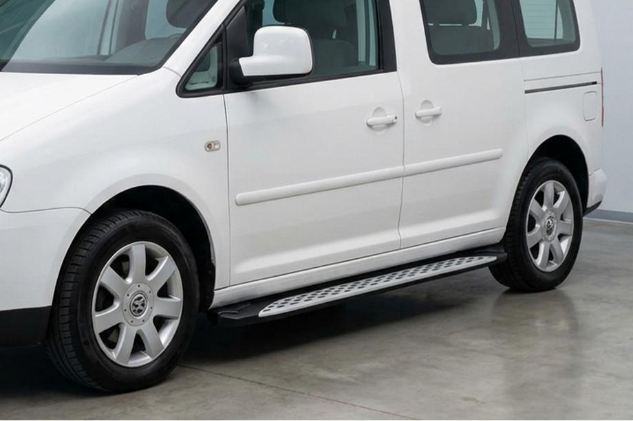 Volkswagen Caddy 2010-2015 гг. Боковые Подножки Shining V1 (2 шт., Алюминий) Image