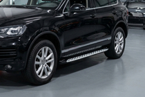 Porsche Cayenne 2010-2017 гг. Боковые Подножки Shining V1 (2 шт., Алюминий) фото 1