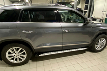 Skoda Kodiaq 2016-2023 гг. Боковые Подножки Shining V1 (2 шт., Алюминий) фото 4