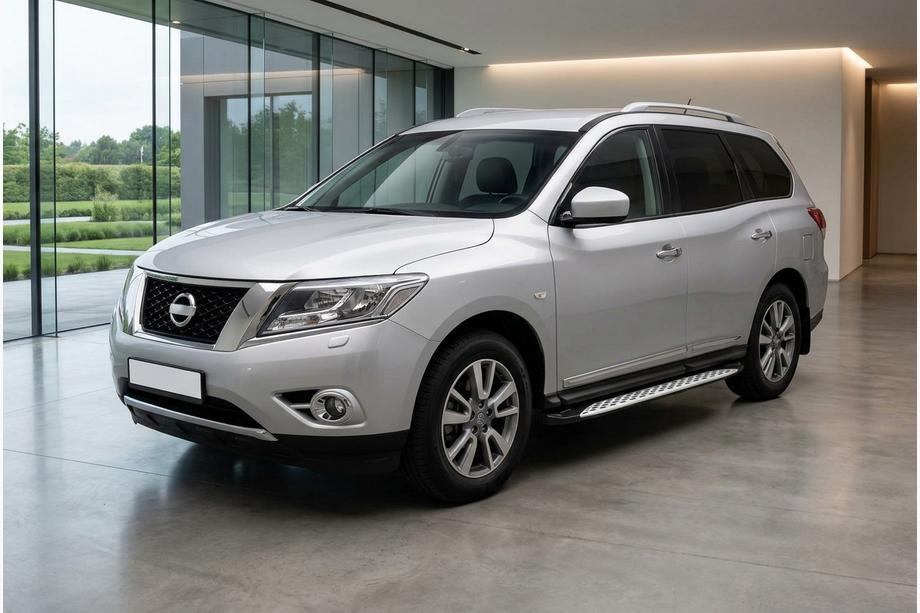 Nissan Pathfinder R52 2012-2021 гг. Боковые Подножки Shining V1 (2 шт., Алюминий) Image