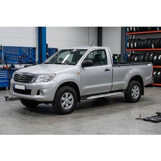 Боковые Подножки Shining V1 (2 шт., Алюминий) Toyota Hilux 2006-2015 гг. фото 1