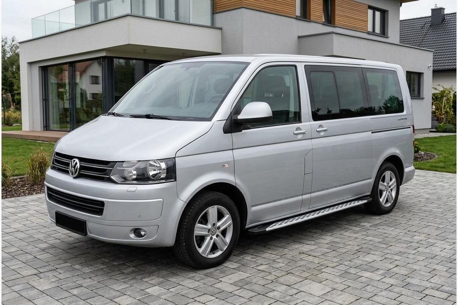 Volkswagen T5 2010-2015 гг. Боковые Подножки Shining V1 (2 шт., Алюминий) Короткая База Фото 1