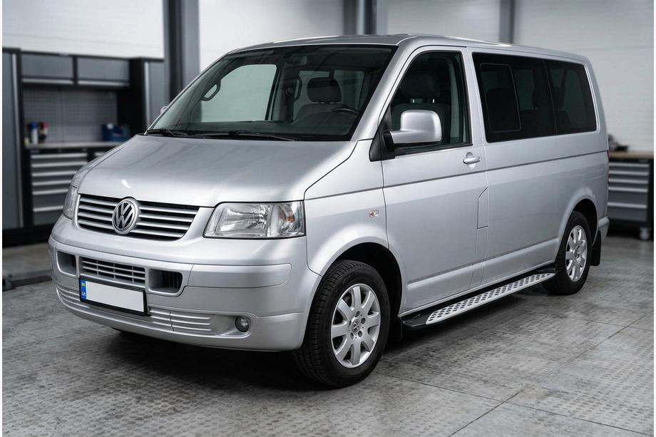 Volkswagen T5 Caravelle 2004-2010 гг. Боковые Подножки Shining V1 (2 шт., Алюминий) Короткая База Фото 1
