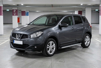 Nissan Qashqai 2010-2014 гг. Боковые Подножки Shining V1 (2 шт., Алюминий) фото 1