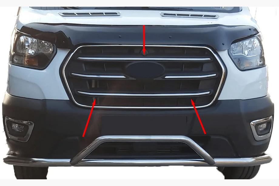 Ford Transit 2014- гг. Накладки на решетку радиатора (4 шт, нержавейка) Image