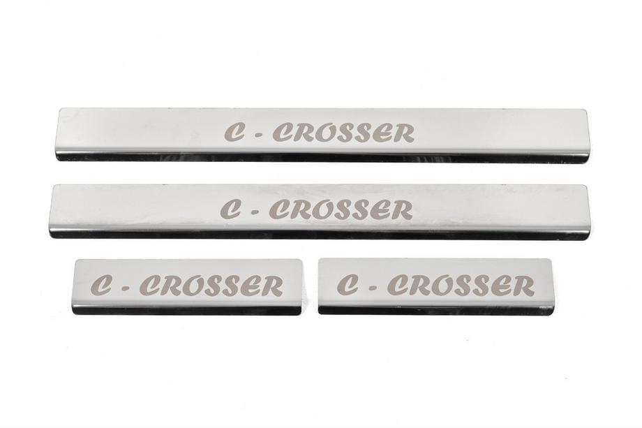 Citroen C-Crosser 2007-2013 гг. Накладки на Пороги (4 шт, Нержавейка) Фото 3