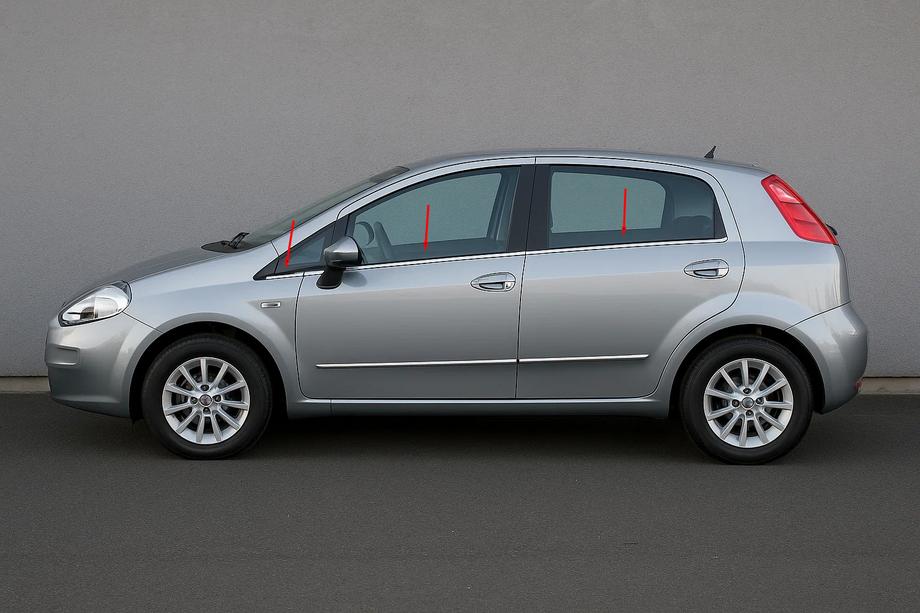 Fiat Punto Grande/EVO 2006-2018 гг. Окантовка окон Carmos (6 шт., нержавейка) Фото 1