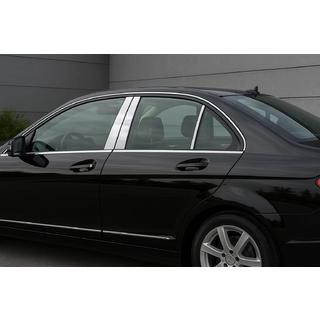 Накладки на дверные стойки из нержавеющей стали (6 шт) Mercedes C-class W204 2007-2015 гг. фото 1