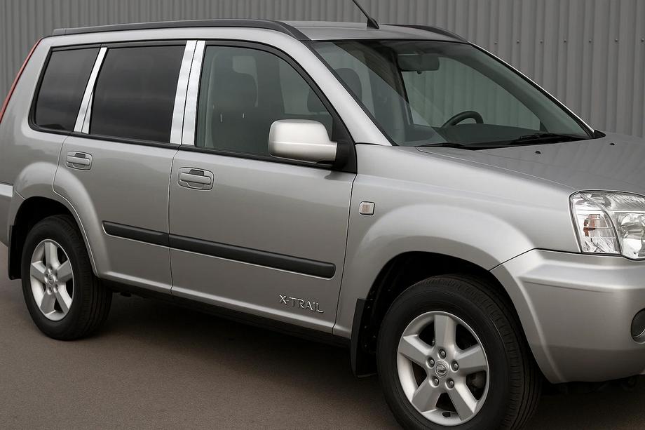 Nissan X-trail T30 2002-2007 гг. Накладки на дверные стойки из нержавеющей стали (8 шт.) Фото 1