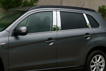 Mitsubishi ASX 2010-2023 гг. Накладки на дверные стойки из нержавеющей стали (6 шт) фото 1